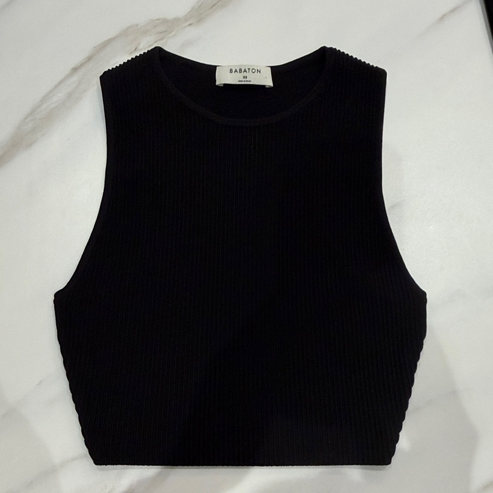 Babaton Black sculpt knit tank